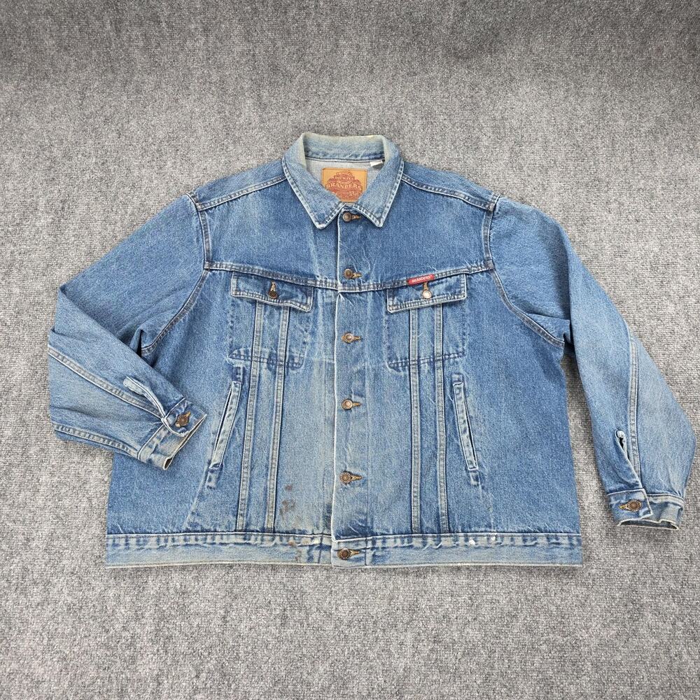 Dickies Branders Denim Jacket Mens XXL Blue Trucker Vintage Distressed Workwear
